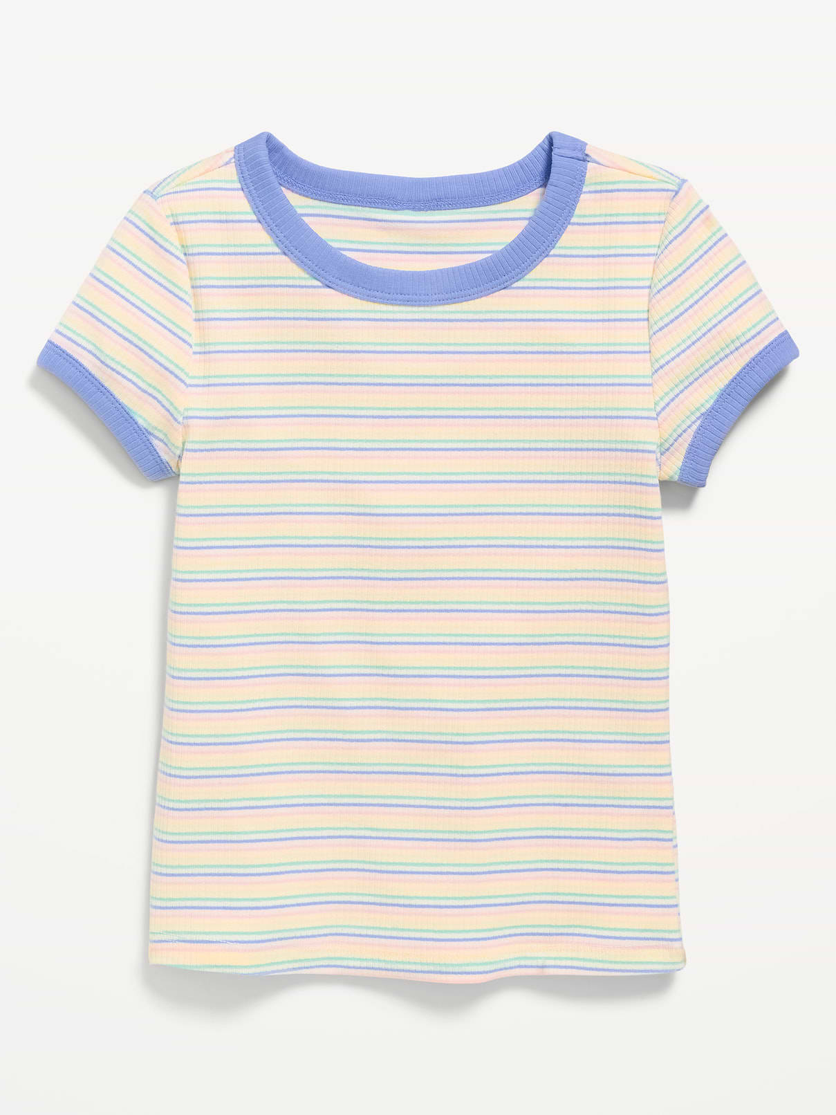 Image number 2 showing, Fitted Short-Sleeve Ribbed Ringer T-Shirt for Girls