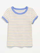Image number 2 showing, Fitted Short-Sleeve Ribbed Ringer T-Shirt for Girls