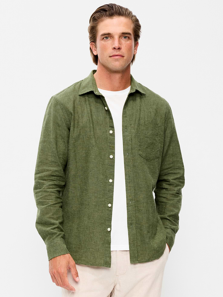 Image number 1 showing, Classic Fit Linen-Blend Shirt