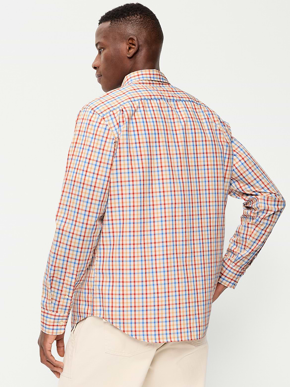 Chemise passe-partout coupe classique en popeline à carreaux