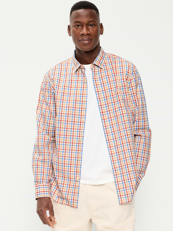 L'image numéro 1 présente Chemise passe-partout coupe classique en popeline à carreaux