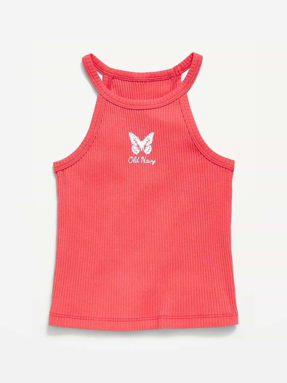 Camisole bain de soleil ajustée en tissu côtelé à logo pour toute-petite