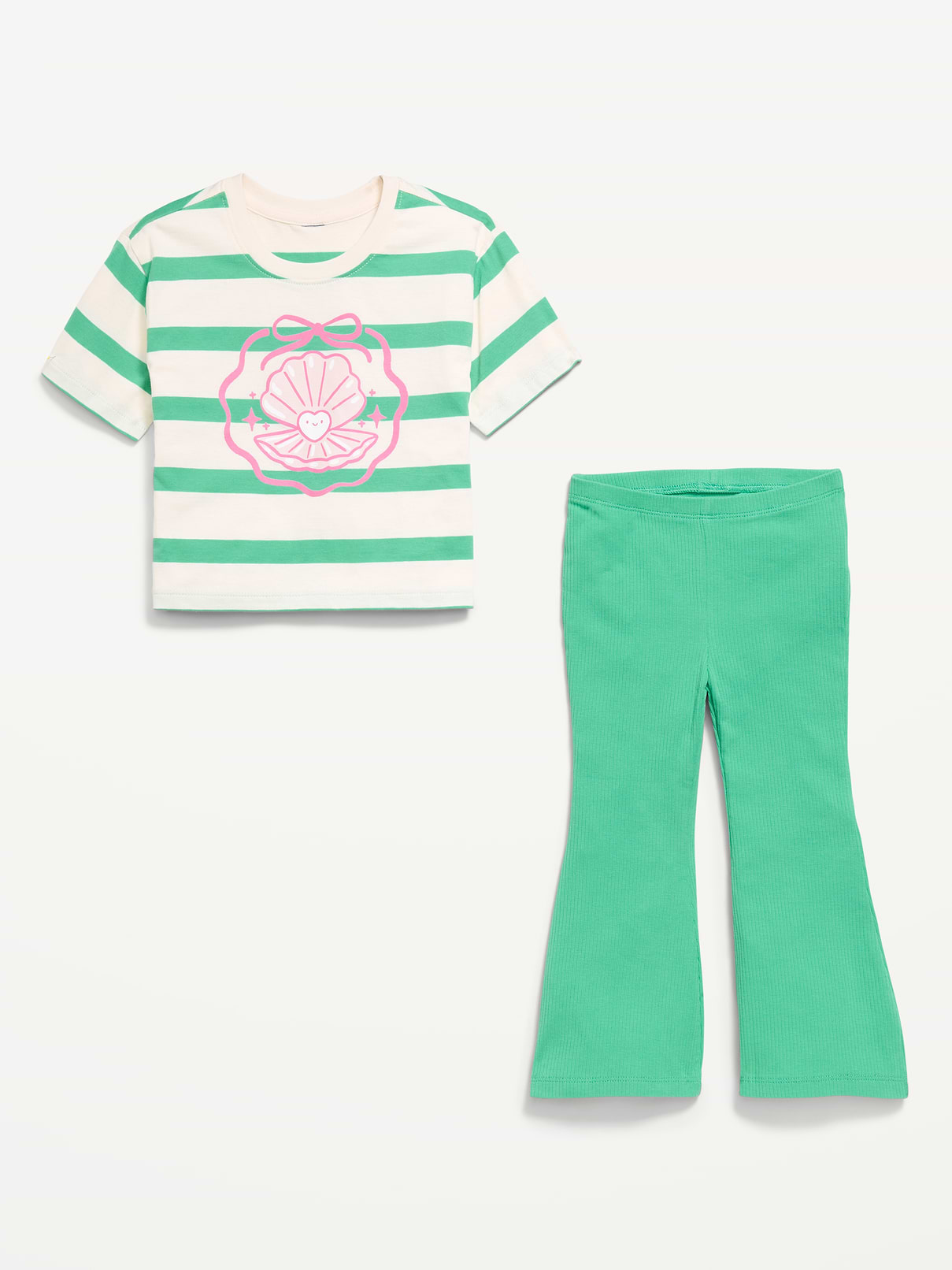 Image number 2 showing, Oversized Short-Sleeve T-Shirt and Flare Leggings Set for Toddler Girls