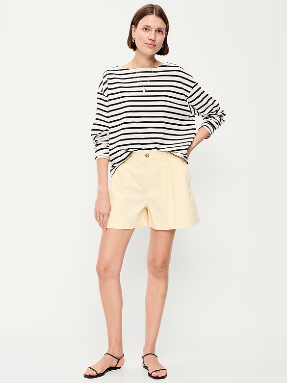 Short chino authentique à taille haute, entrejambe de 6 cm