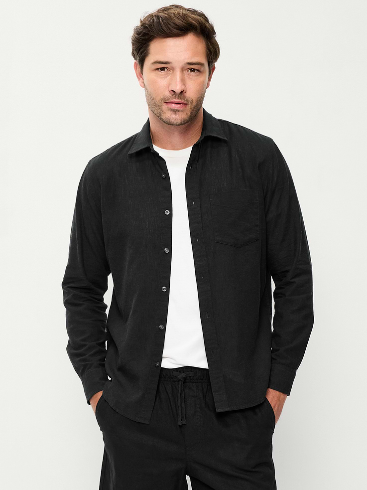 Image 1 of 4, spread collar, long sleeves, buttoned cuffs, patch chest pocket, full-button front, Product #886950