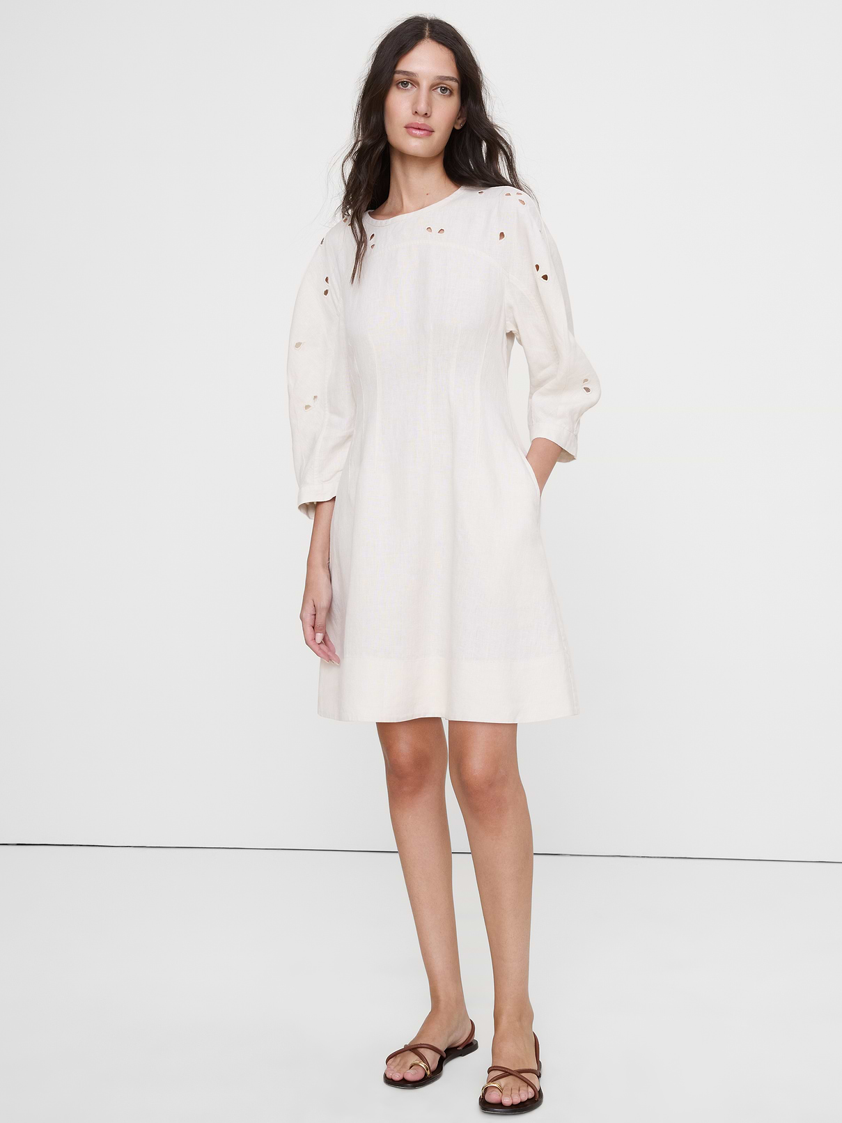 Eyelet Linen Mini Dress