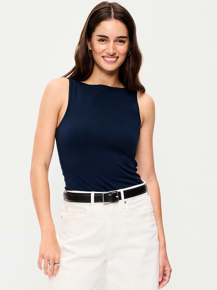 Image number 1 showing, Hug Double-Layer Boat-Neck Top
