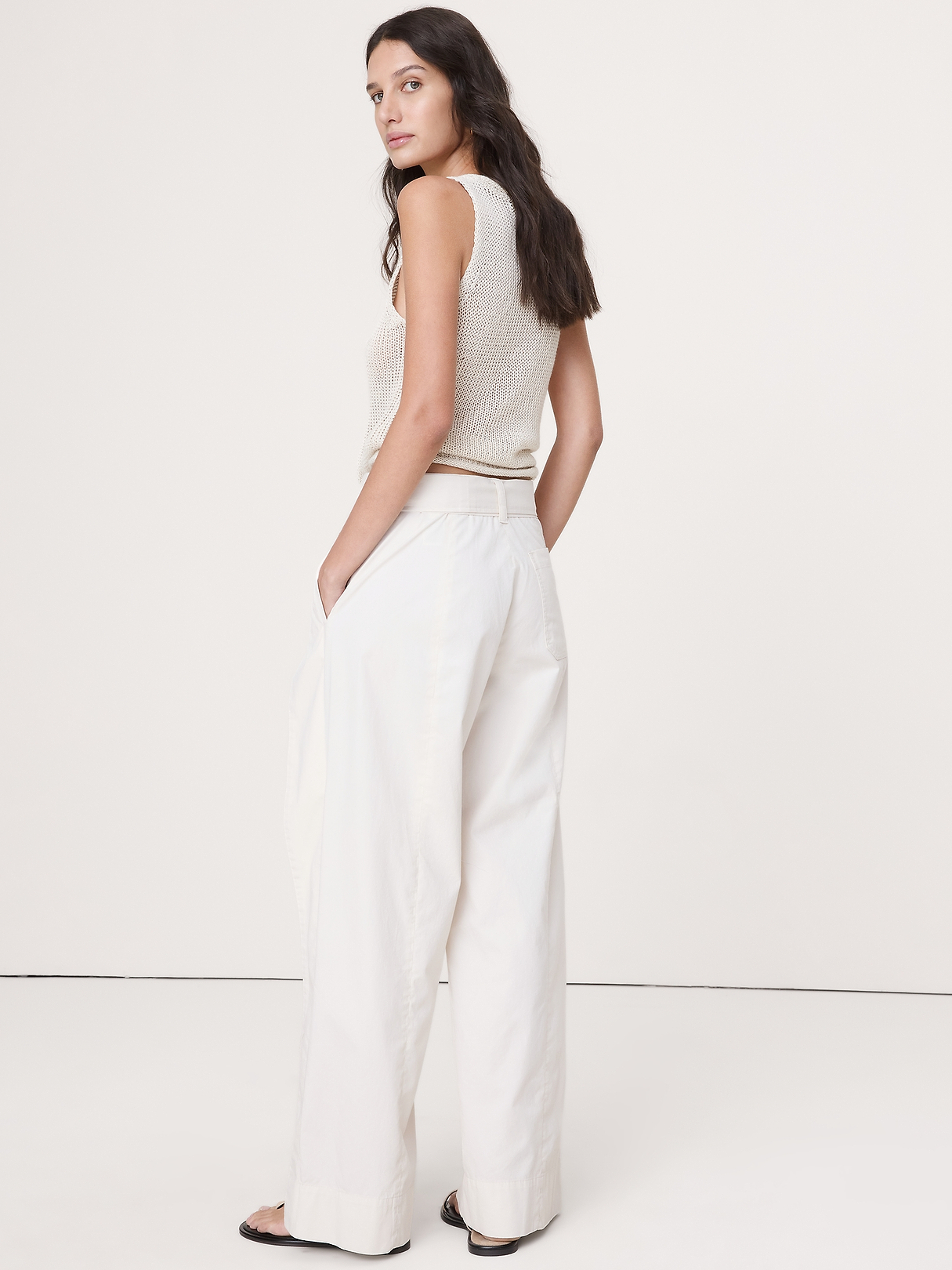 High-Rise Wide-Leg Wrap-Front Chino | Banana Republic