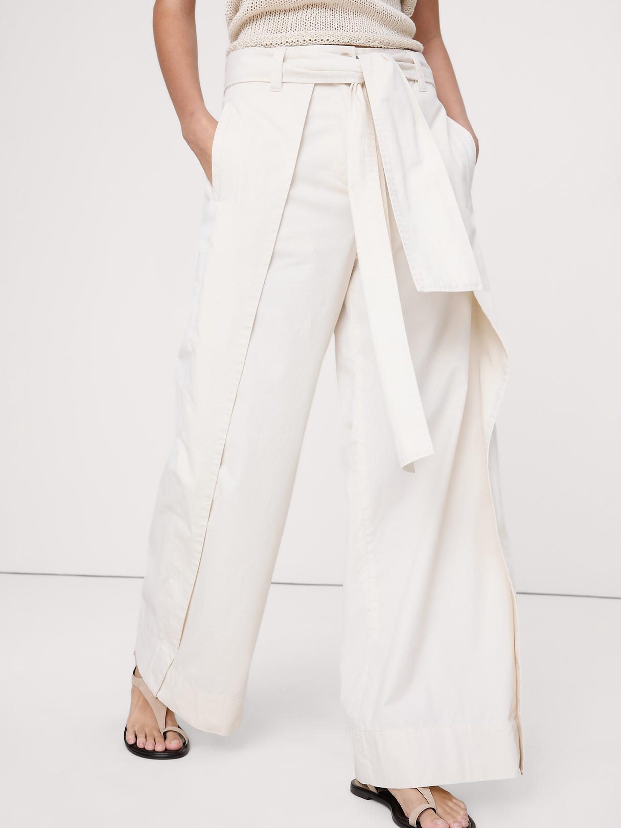 High-Rise Wide-Leg Wrap-Front Chino | Banana Republic