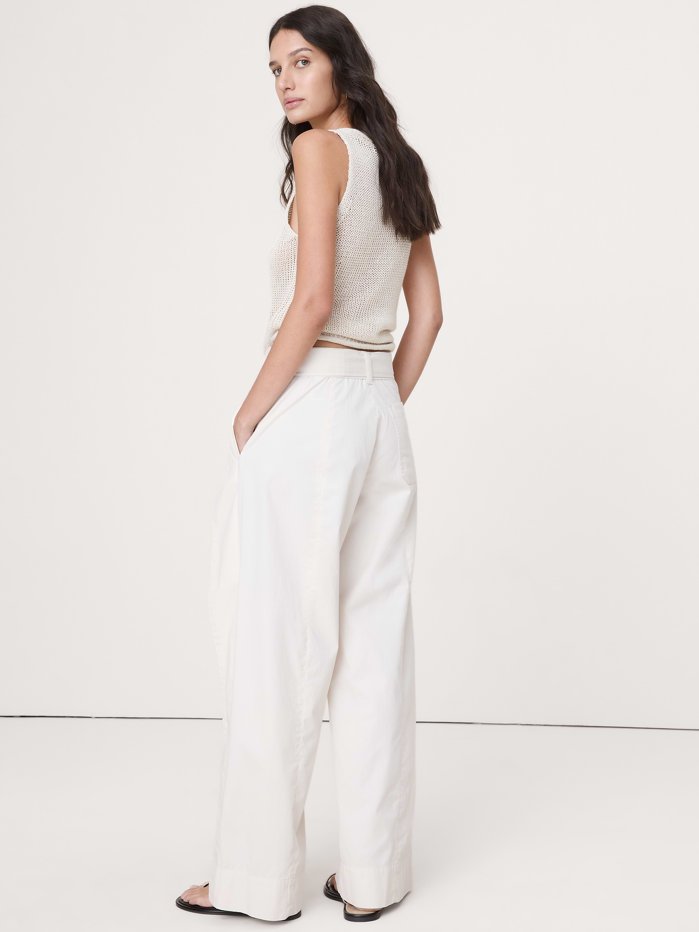 Image number 3 showing, High-Rise Wide-Leg Wrap-Front Chino