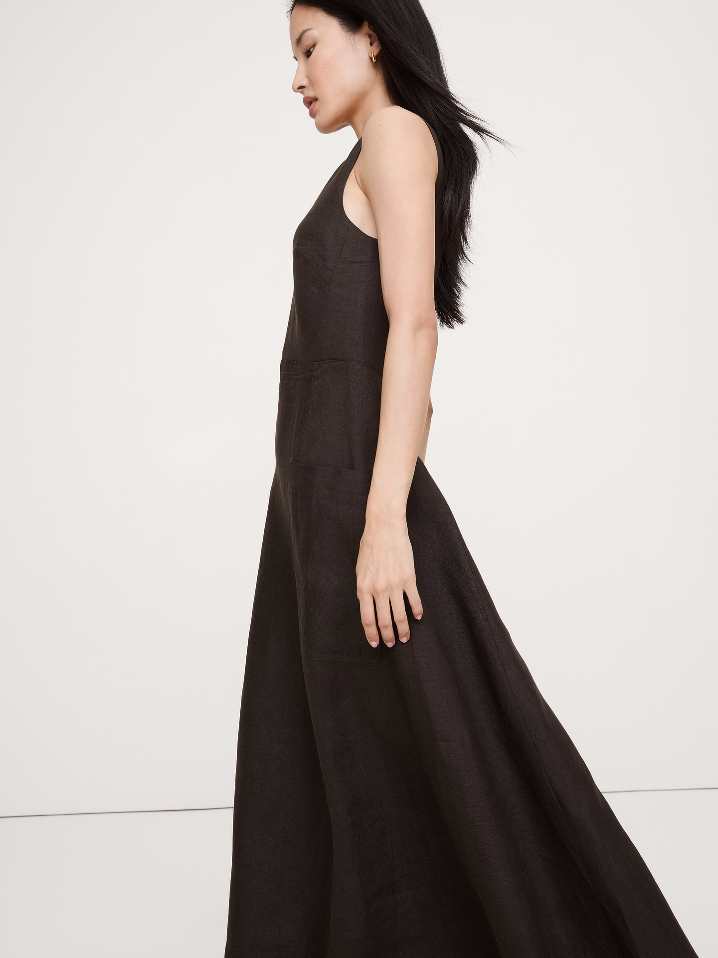 Image number 1 showing, Linen Pocket Maxi Dress