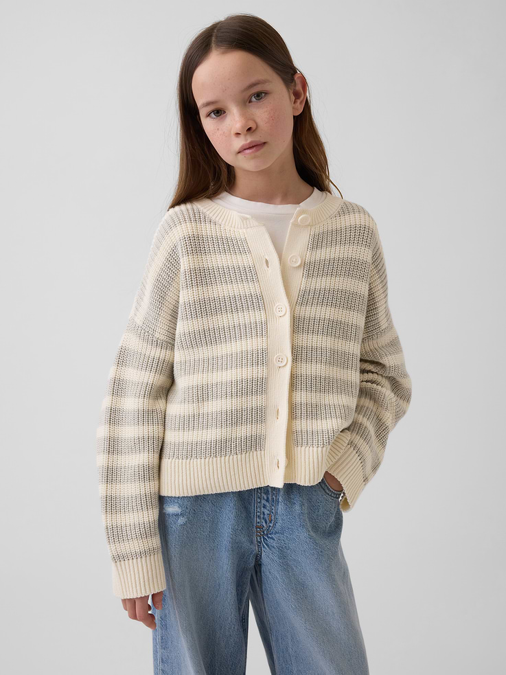 Image number 1 showing, Kids 100% Cotton Oversized Cardigan