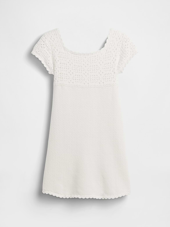 Kids 100% Cotton Crochet Sweater Dress