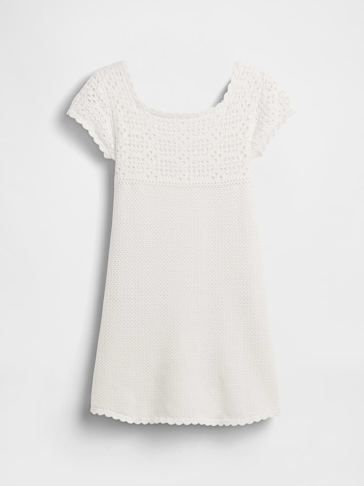 Image number 2 showing, Kids 100% Cotton Crochet Sweater Dress