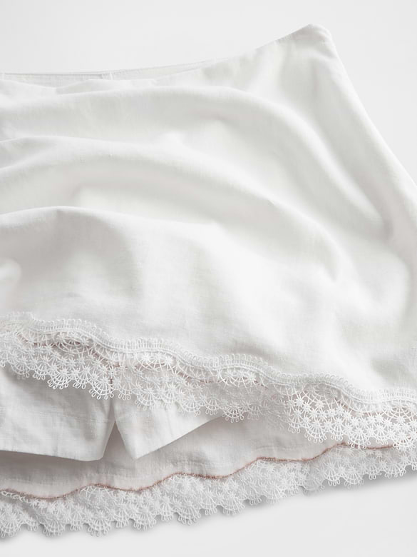 Linen-Blend Lace-Trim Mini Skort