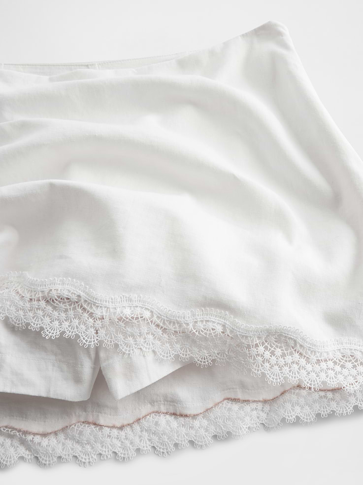 Image 5 of 6, Linen-Blend Lace-Trim Mini Skort