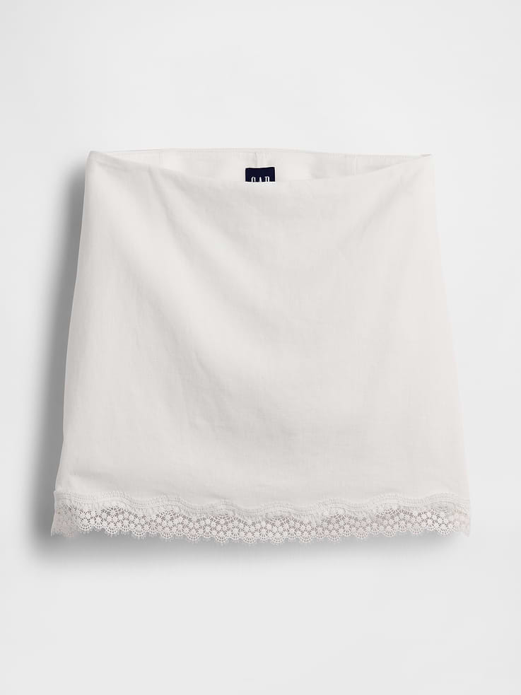 Image 6 of 6, Linen-Blend Lace-Trim Mini Skort