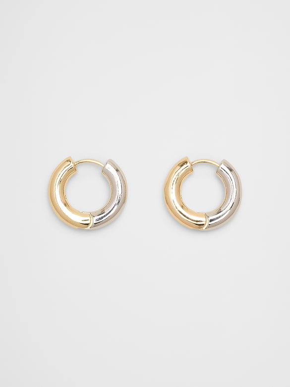 Two Tone Huggie Earrings