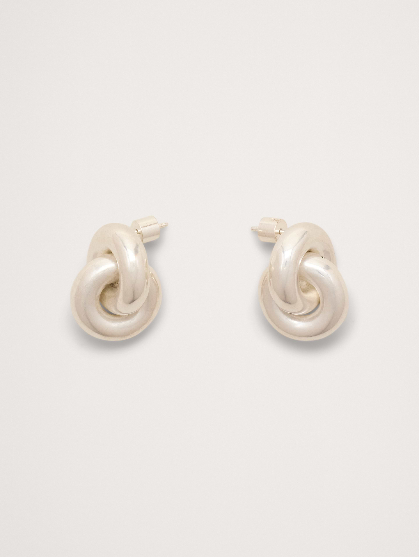 Image 1 of 3, A modern take on doorknocker styles, we kept things simple here with rounded links—in your choice of 14k-gold or 999-silver plated brass., 14k-gold or 999-silver plated brass., Post backs., Product #894352