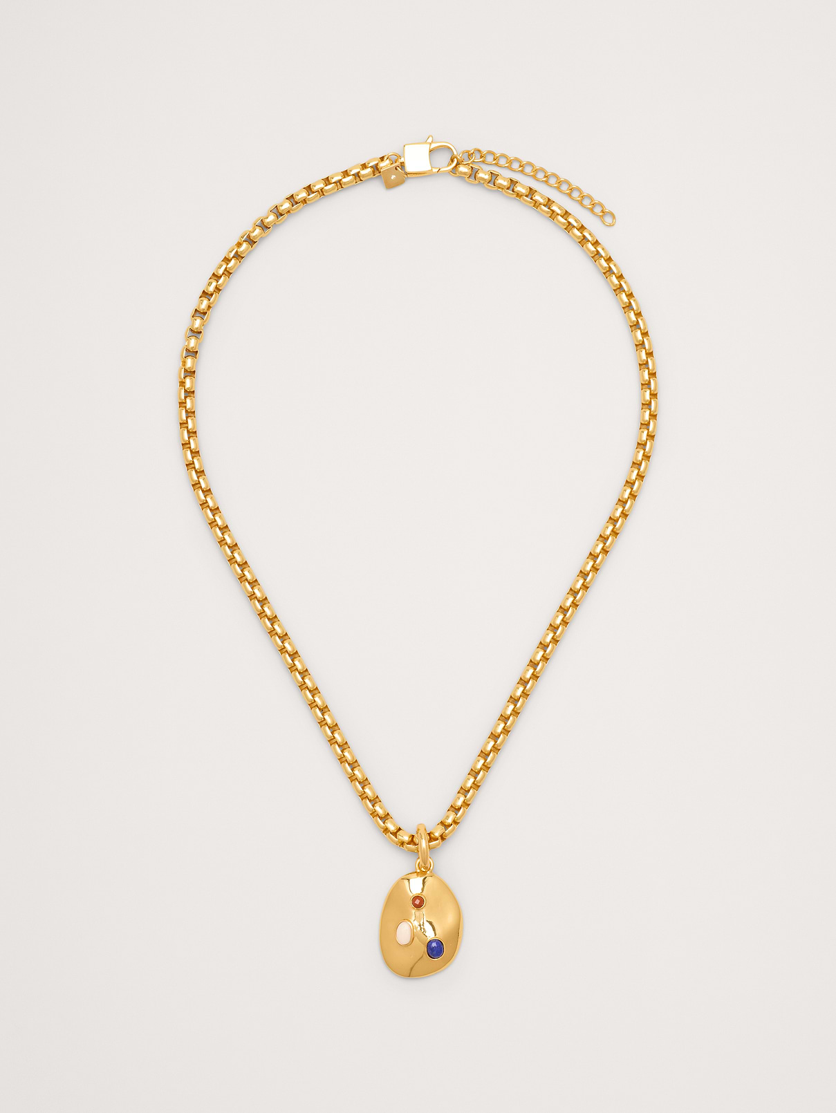 Gem Studed Oval Pendant Necklace