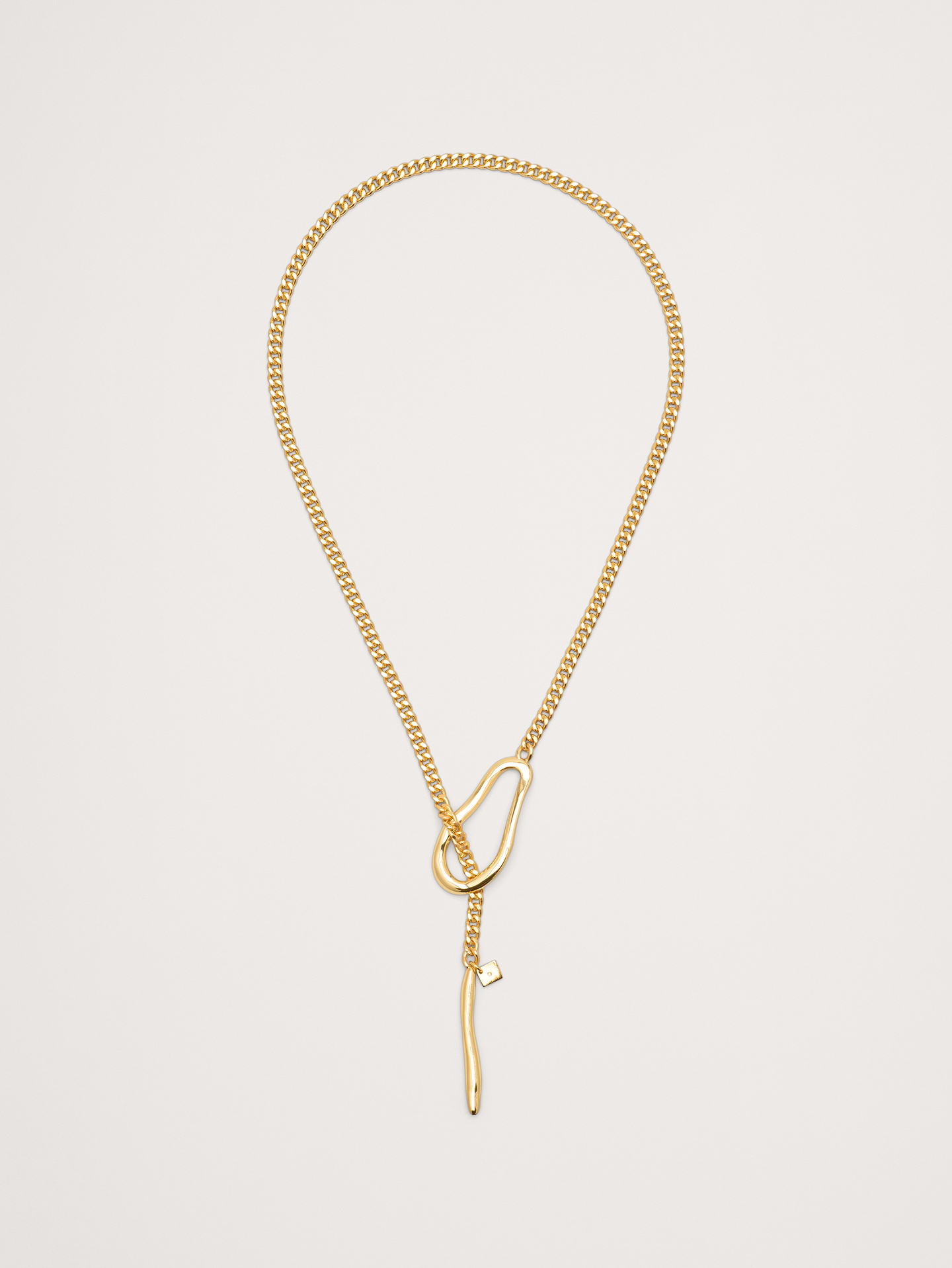 Image 1 of 4, A sculptural take on lariat necklaces—in your choice of 14k-gold or 999-silver plated brass., 14k-gold or 999-silver plated brass., Product #894357