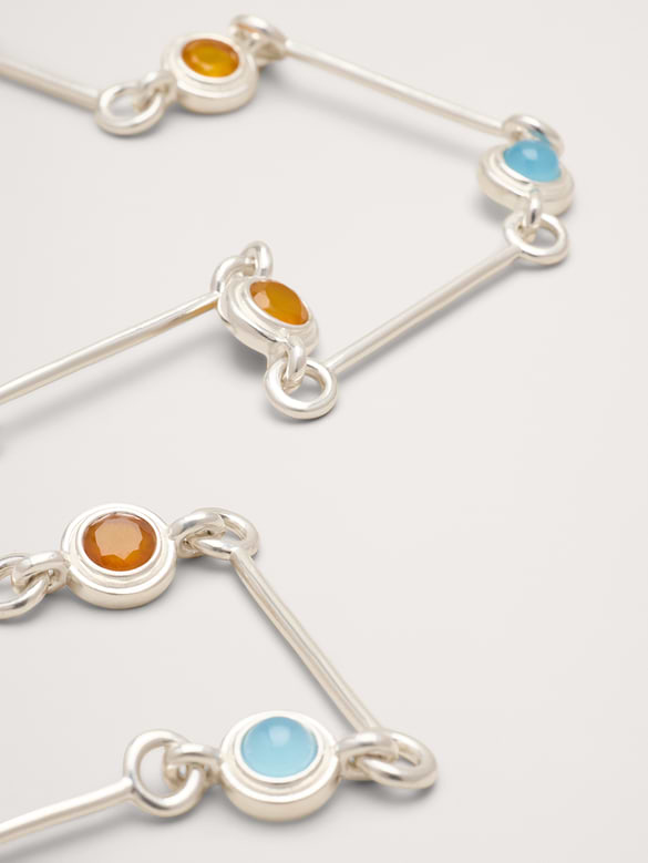Collier à maillons à pierre circulaire