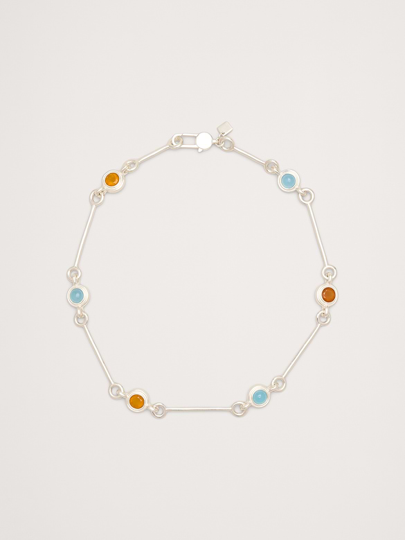 Collier à maillons à pierre circulaire