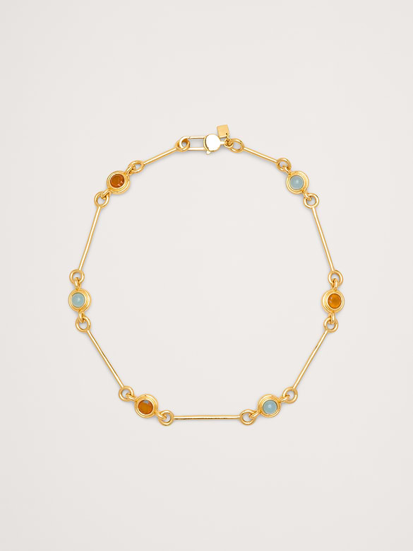 Collier à maillons à pierre circulaire