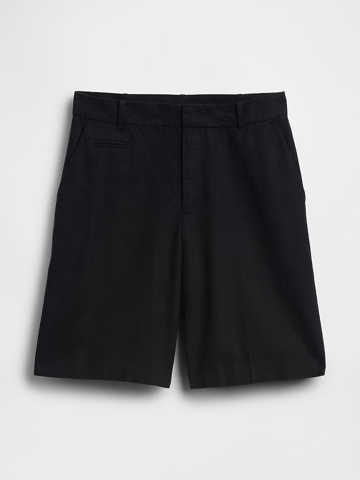 Image 6 of 7, 9" Low Rise Linen-Blend Trouser Shorts