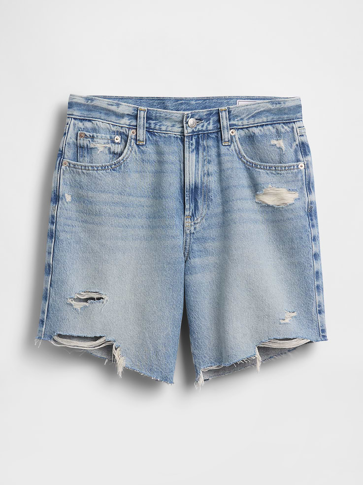 Image number 6 showing, 8" Mid Rise Loose Denim Bermuda Shorts