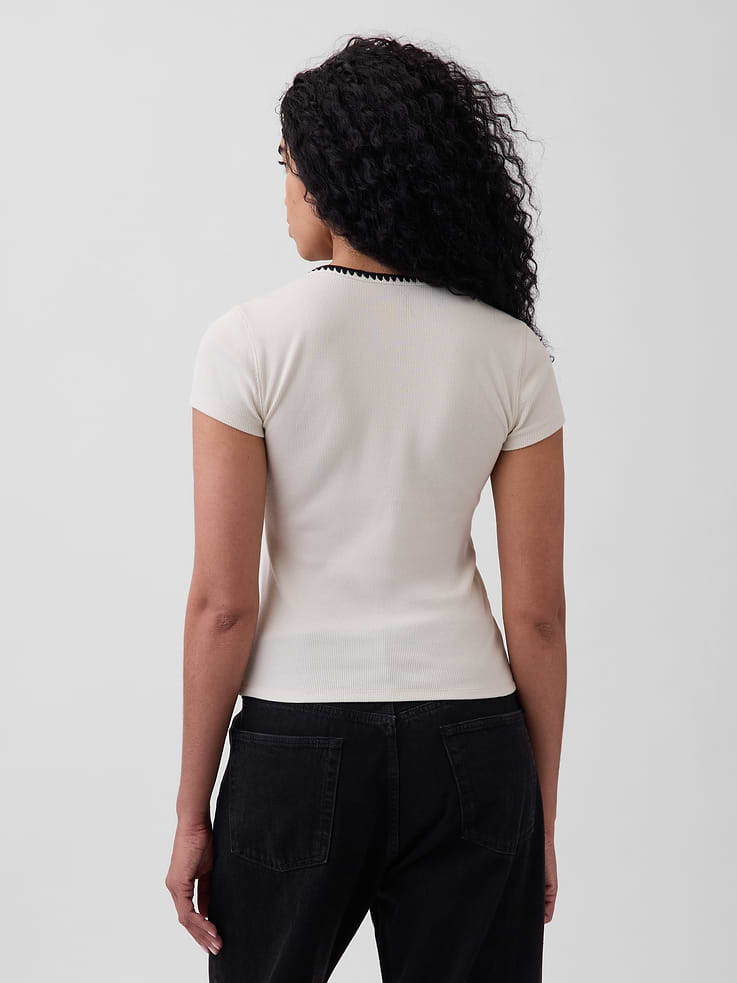 Image number 3 showing, Modern Rib Button-Front Crew T-Shirt