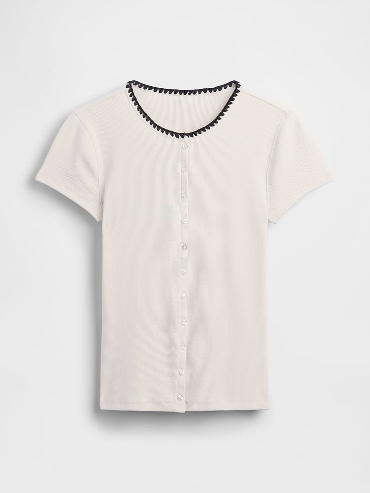 Image number 5 showing, Modern Rib Button-Front Crew T-Shirt