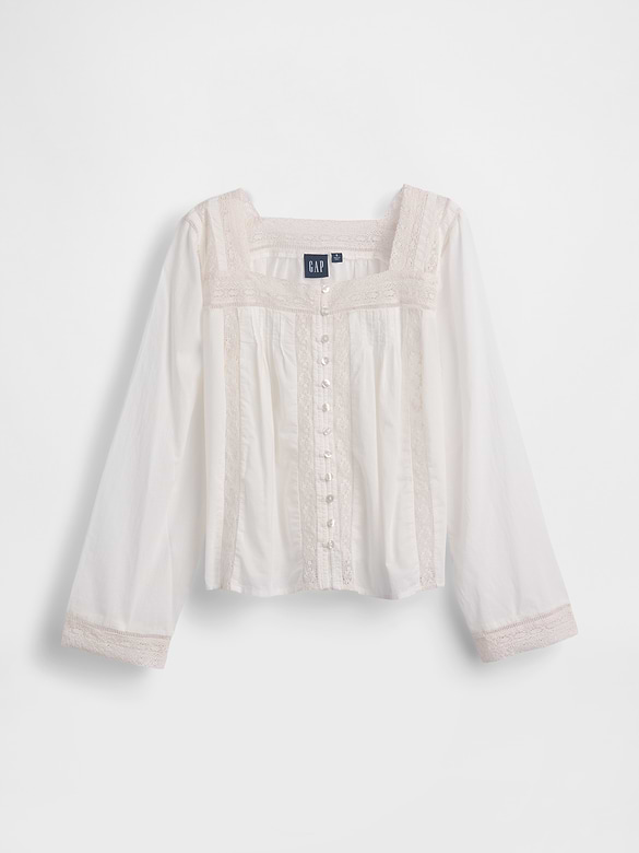 Lace-Trim Square-Neck Top