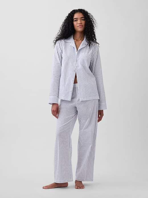 Poplin PJ Pants - White & blue stripe by Gap