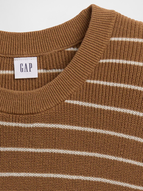 Relaxed Shaker-Stitch Crewneck Sweater