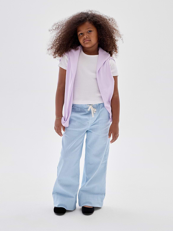 Kids Stripe Pull-On Wide-Leg Pants