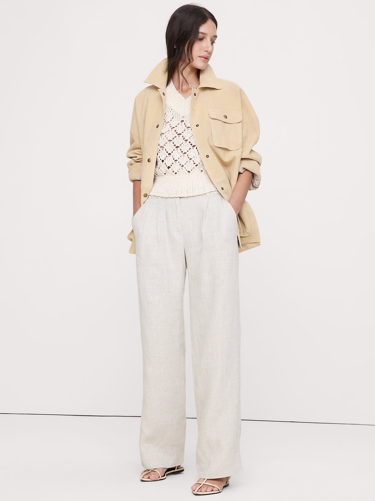 The Soho Wide-Leg Pant in Linen | Banana Republic
