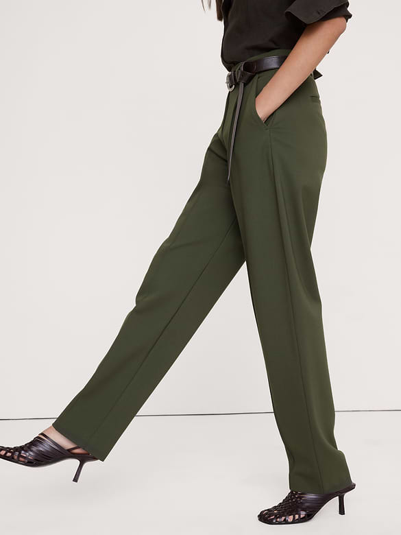 High-Rise Slim Drapey Ponte Pull-On Pant