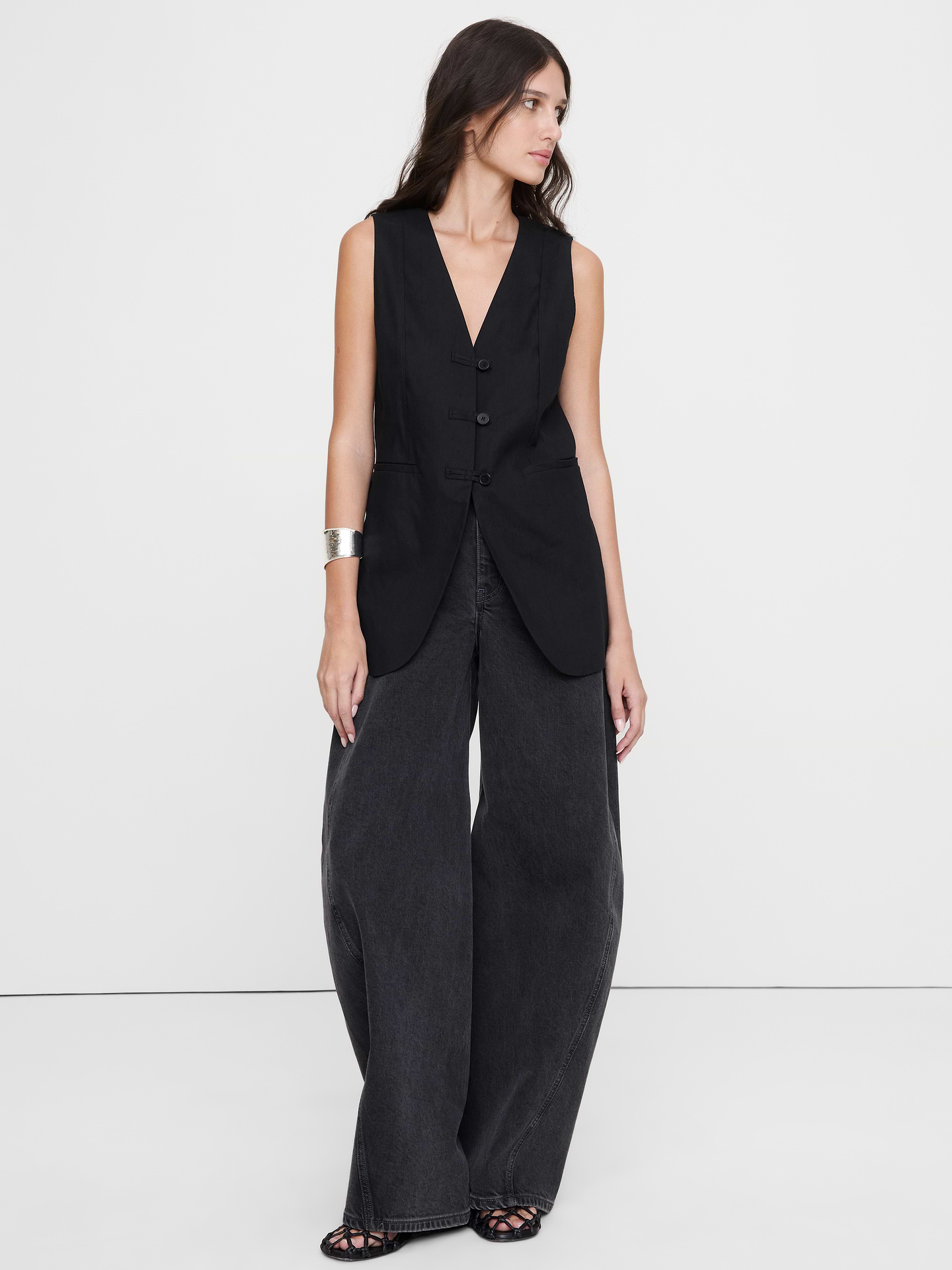 Image number 1 showing, Stretch Linen-Viscose Long Vest