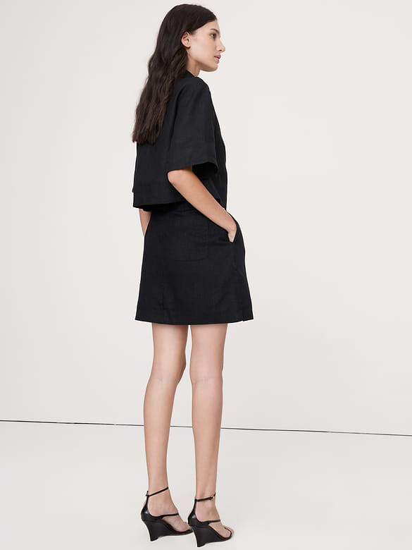 Linen Wrap Mini Skirt