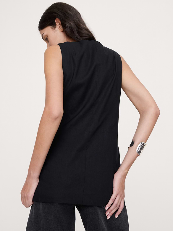 Stretch Linen-Viscose Long Vest