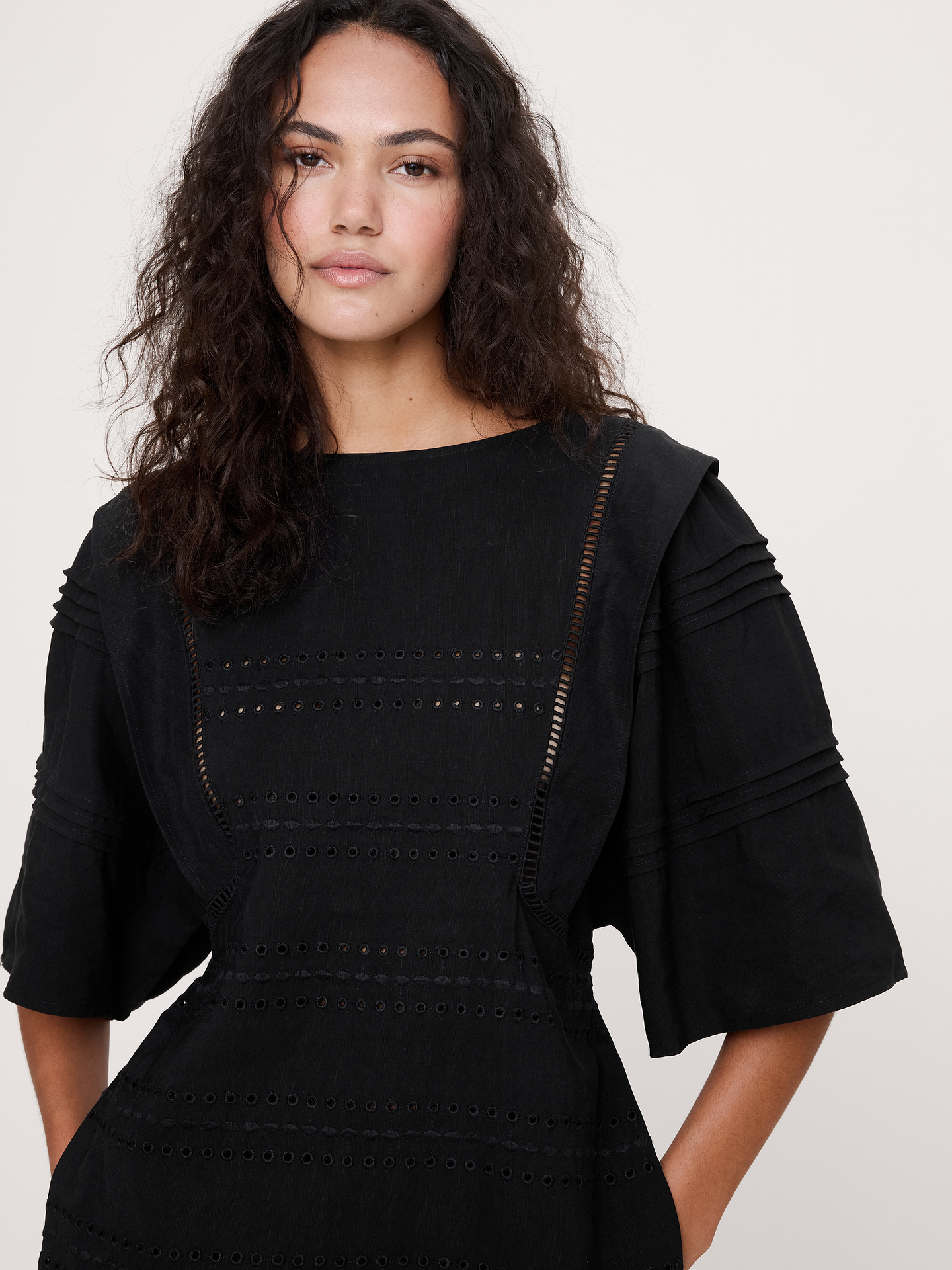 Image number 6 showing, Tencel™-Linen Eyelet Mini Dress