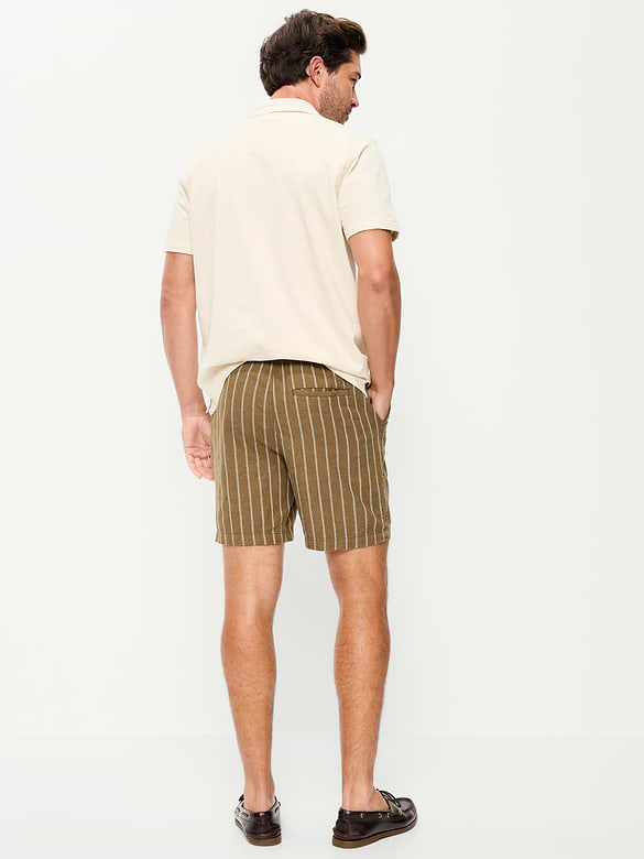 Short de jogging en mélange de lin, entrejambe de 18 cm