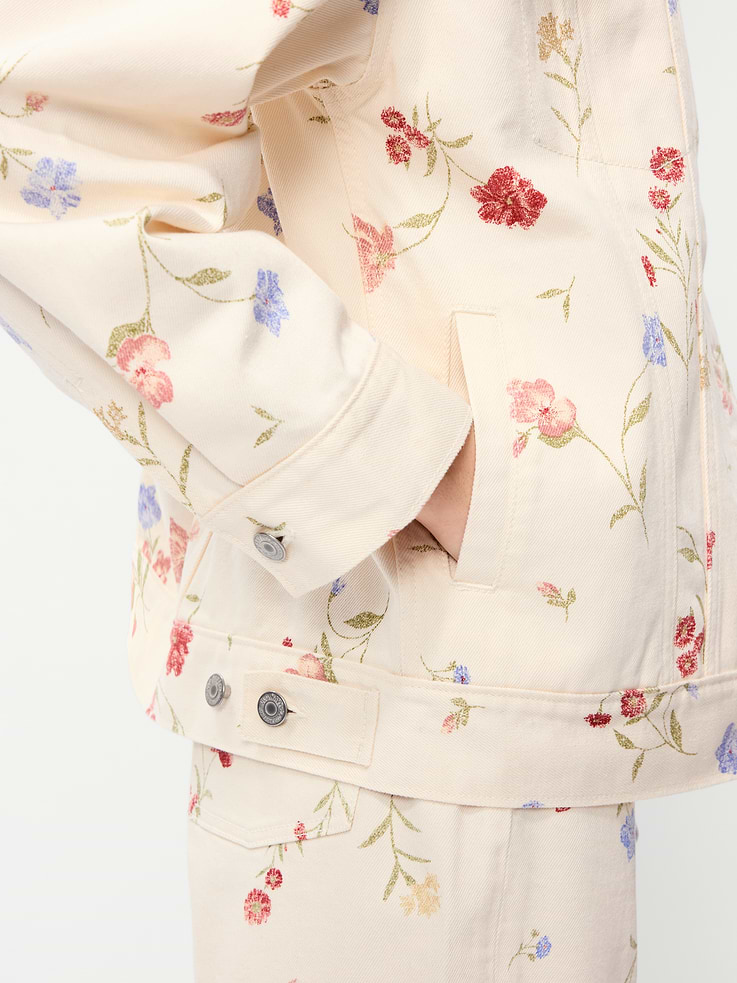 Image number 6 showing, Oversized Floral Print Jean Trucker Jacket