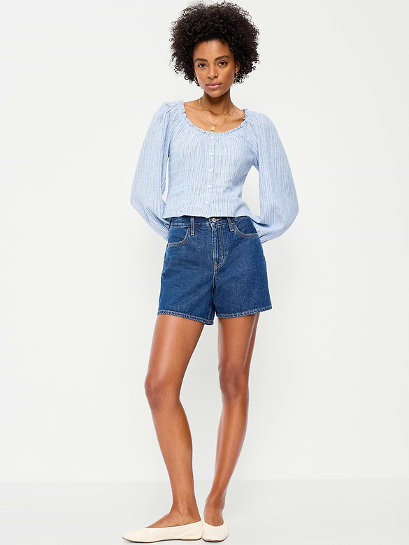 High-Waisted Wow Baggy Jean Shorts -- 5-inch inseam
