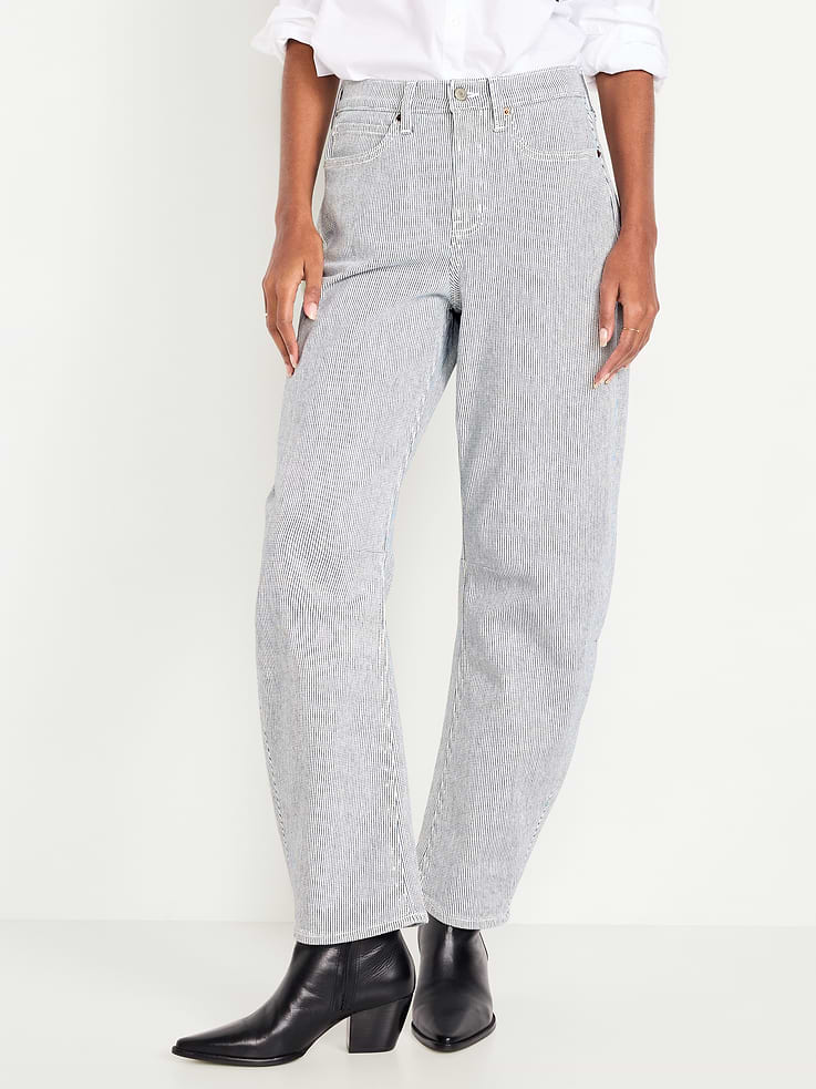 Image number 2 showing, High-Waisted Baggy Barrel Jeans