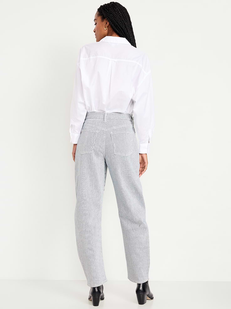 Image number 3 showing, High-Waisted Baggy Barrel Jeans