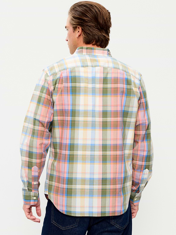 Chemise passe-partout coupe classique en popeline à carreaux