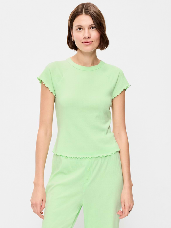 Short-Sleeve Pointelle Pajama Top