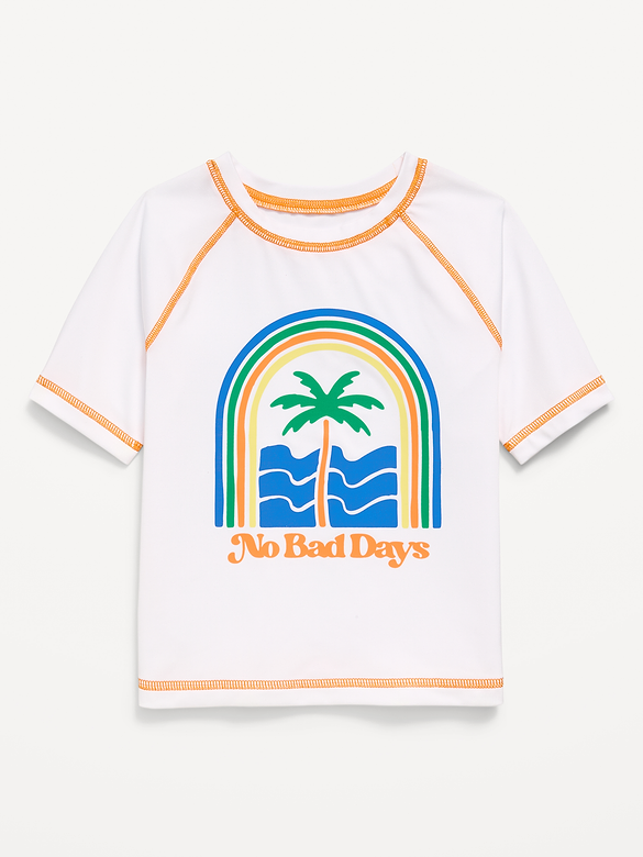 Short-Sleeve Graphic Rashguard Swim Top for Toddler Boys